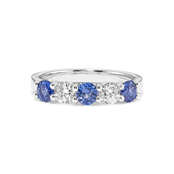 Lilla Traditional Blue Sapphire & Diamond Band