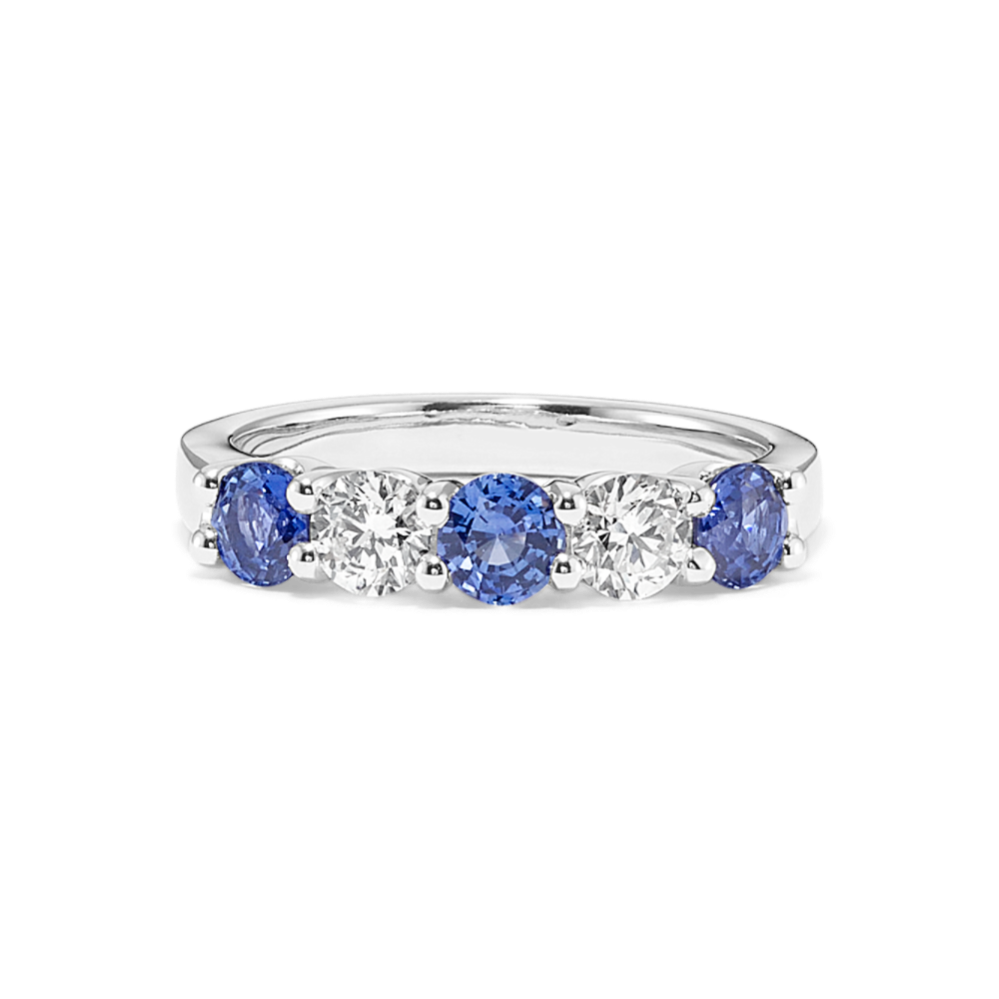 Lilla Traditional Blue Sapphire & Diamond Band