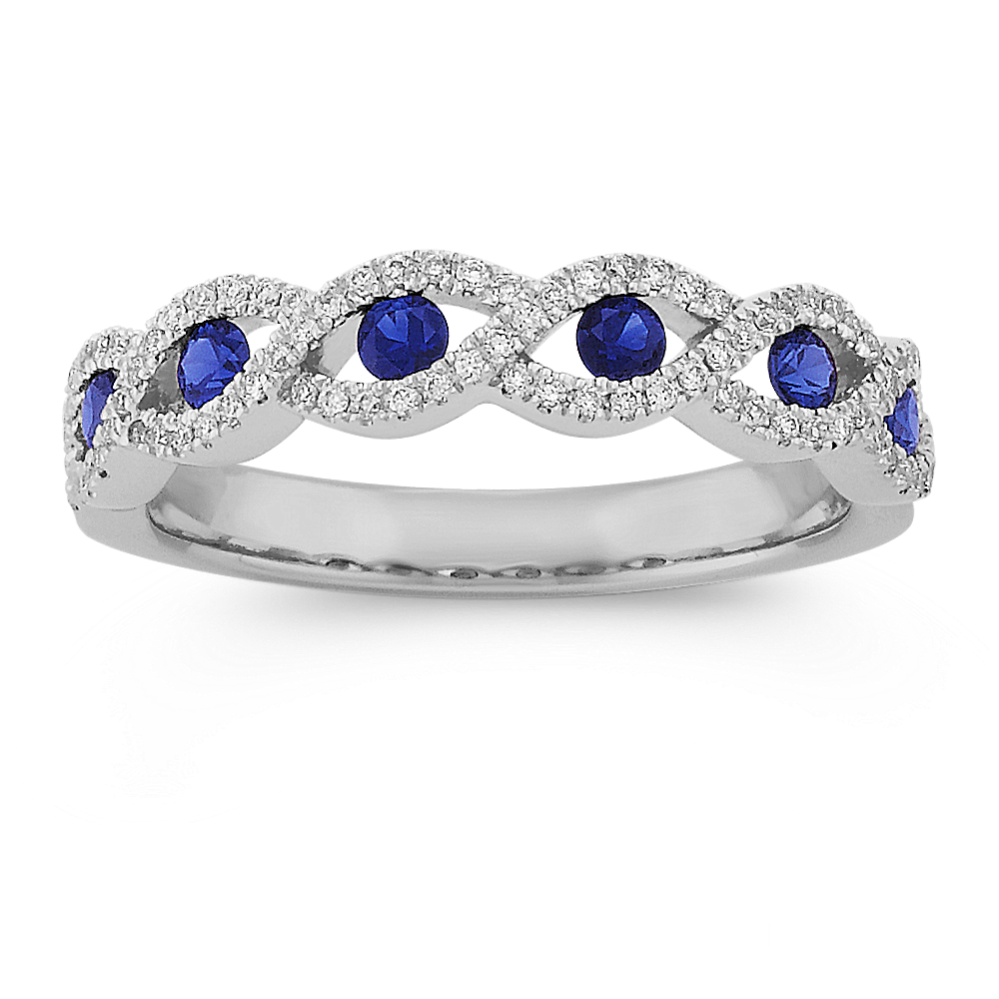 Round Sapphire and Diamond Ring