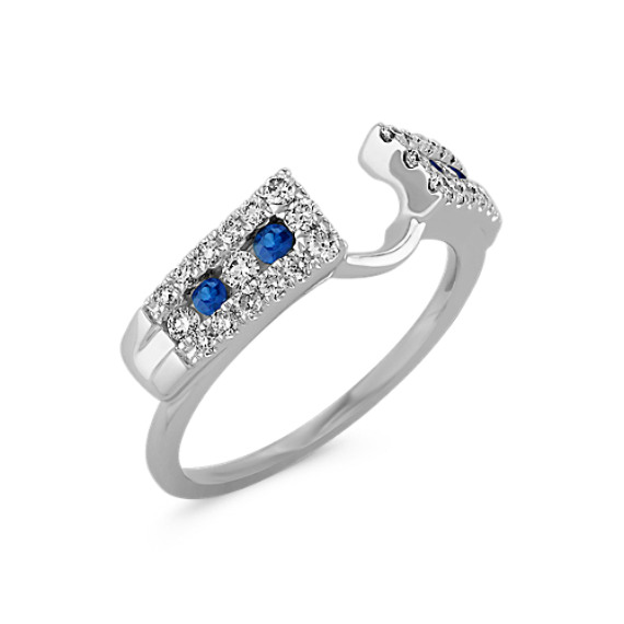 Round Sapphire and Diamond Solitaire Engagement Ring Wrap | Shane Co.