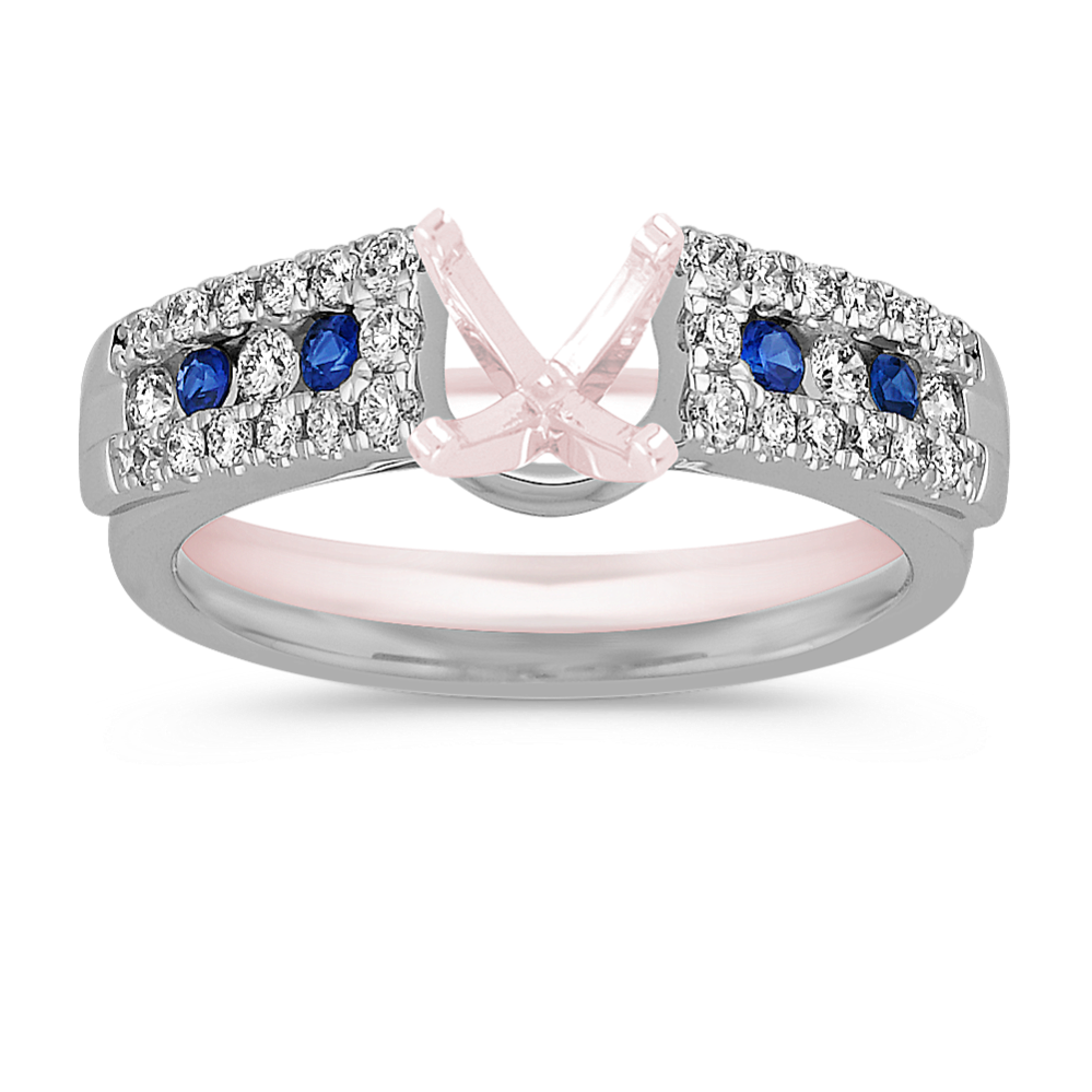 Round Sapphire and Diamond Solitaire Engagement Ring Wrap