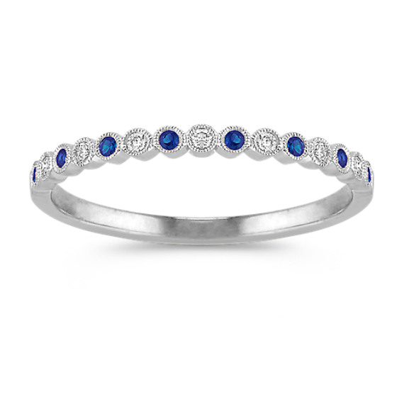Meander Sapphire and Diamond Wedding Band