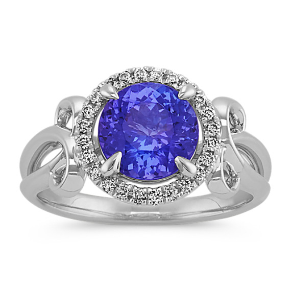 Round Tanzanite and Round Diamond Halo Ring | Shane Co.