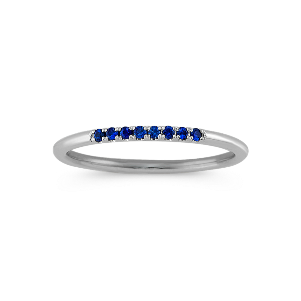 Zoe Traditional Blue Natural Sapphire Stackable Ring in 14K White Gold