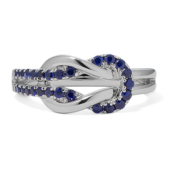 Paisley Traditional Natural Sapphire Knot Ring in Sterling Silver