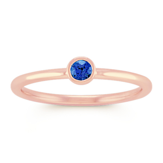 Round Traditional Sapphire Stackable Ring in 14k Rose Gold