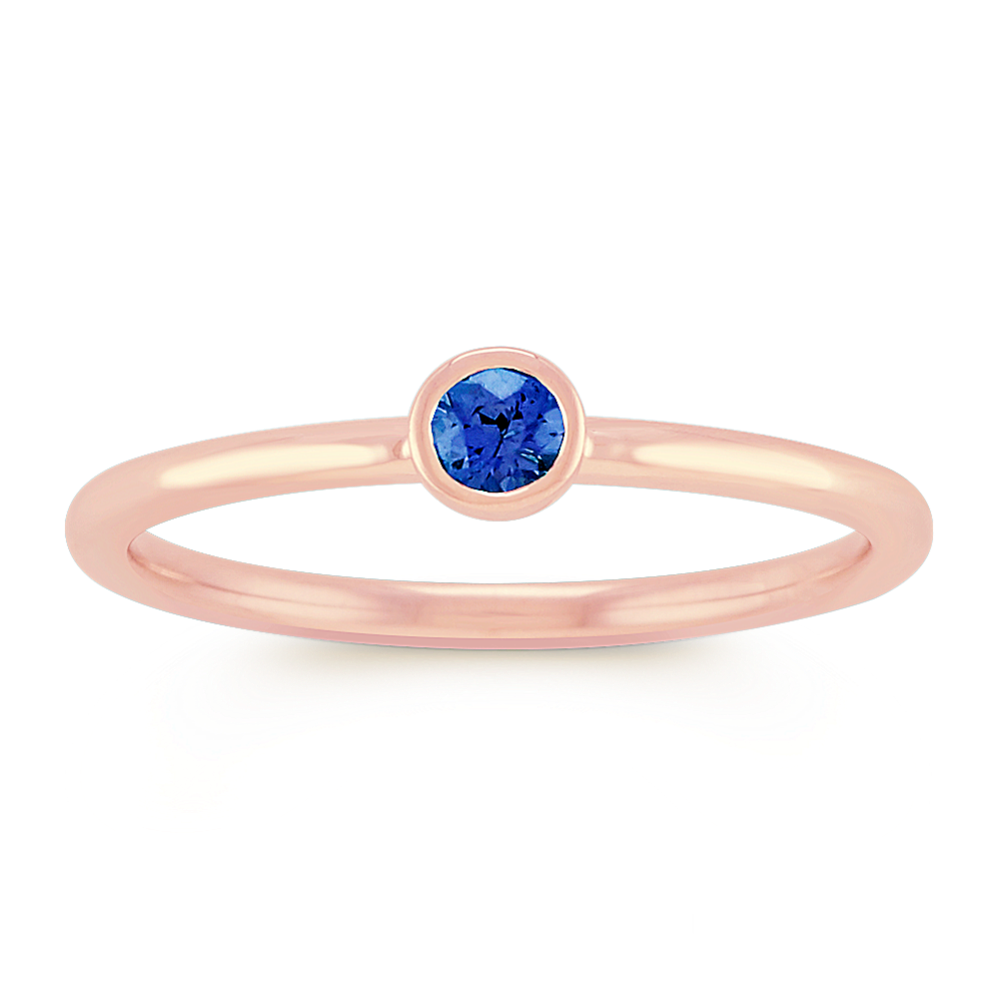 Round Traditional Sapphire Stackable Ring in 14k Rose Gold