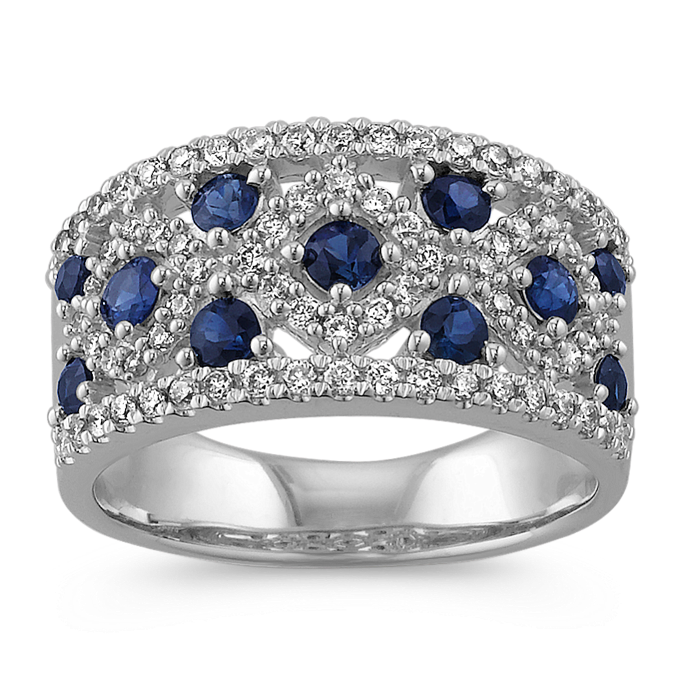 Round Traditional Sapphire and Diamond Ring
