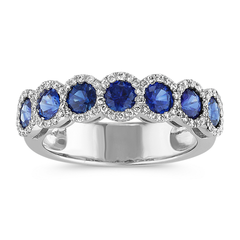 Round Traditional Sapphire and Diamond Ring