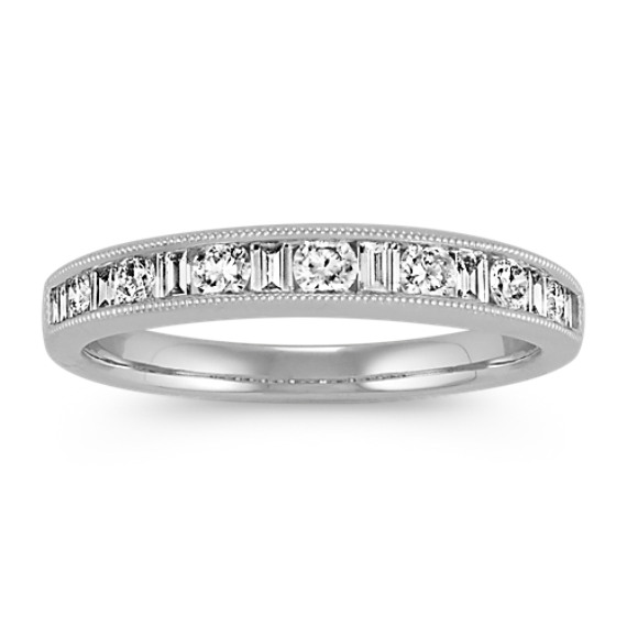 Round And Baguette Diamond Vintage Wedding Band Shane Co Round And Baguette Diamond Vintage Wedding Band