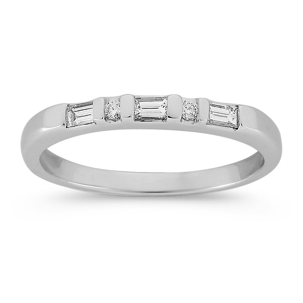 Round and Baguette Diamond Wedding Band Shane Co