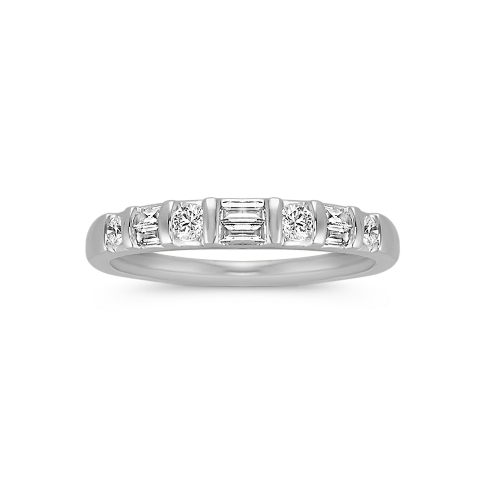 Round and Baguette Natural Diamond Wedding Band