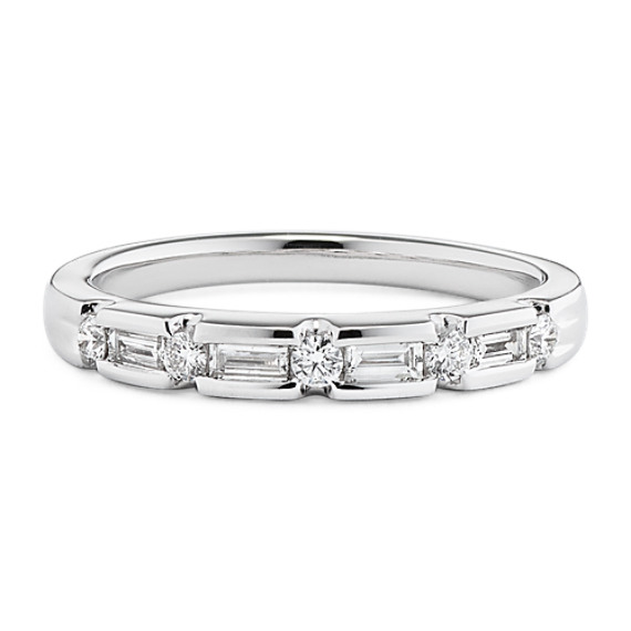 Finesse Round and Baguette Diamond Wedding Band