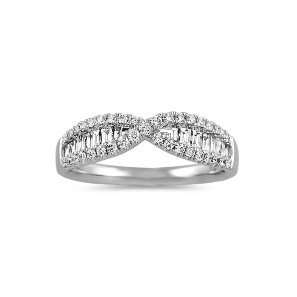 Round and Baguette Diamond Wedding Band