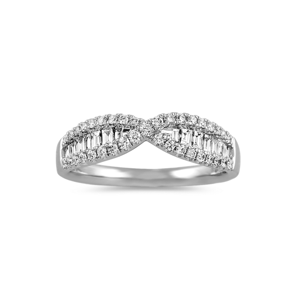 Round and Baguette Natural Diamond Wedding Band