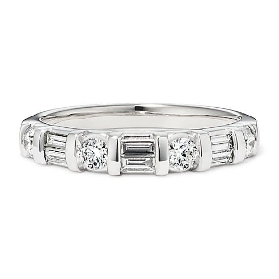 Atlas Round and Double Stacked Baguette Diamond Wedding Band