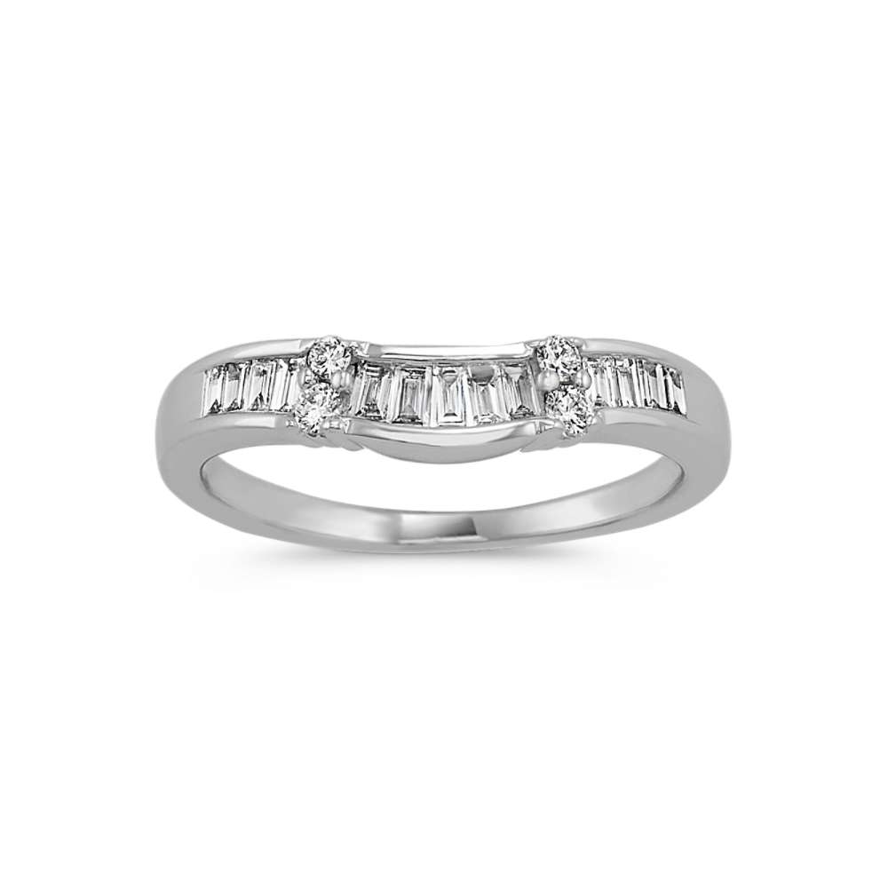 Round and Vertical Baguette Diamond Wedding Band