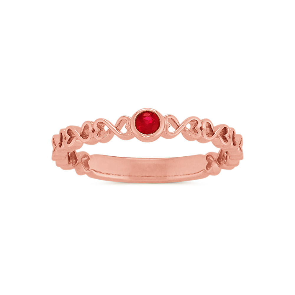 Emma Natural Ruby Infinity Heart Ring in 14K Rose Gold