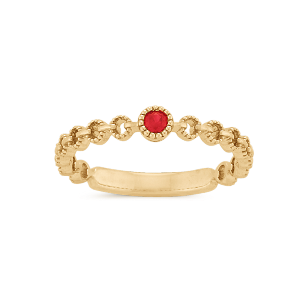 Ruby Ring with Milgrain Detail in 14K Yellow Gold