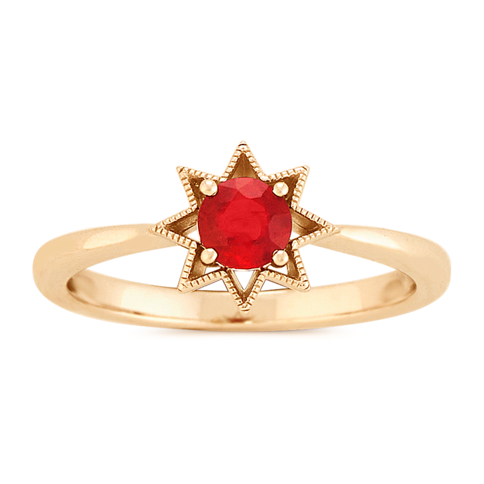 Ruby Star Ring in 14K Yellow Gold | Shane Co.