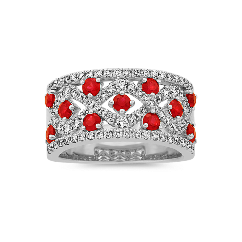 Ruby and Diamond Ring in 14k White Gold