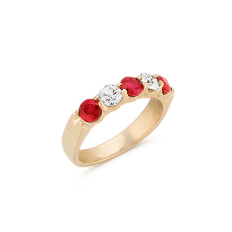 Lillith Natural Ruby and Natural Diamond Ring in 14k Yellow Gold