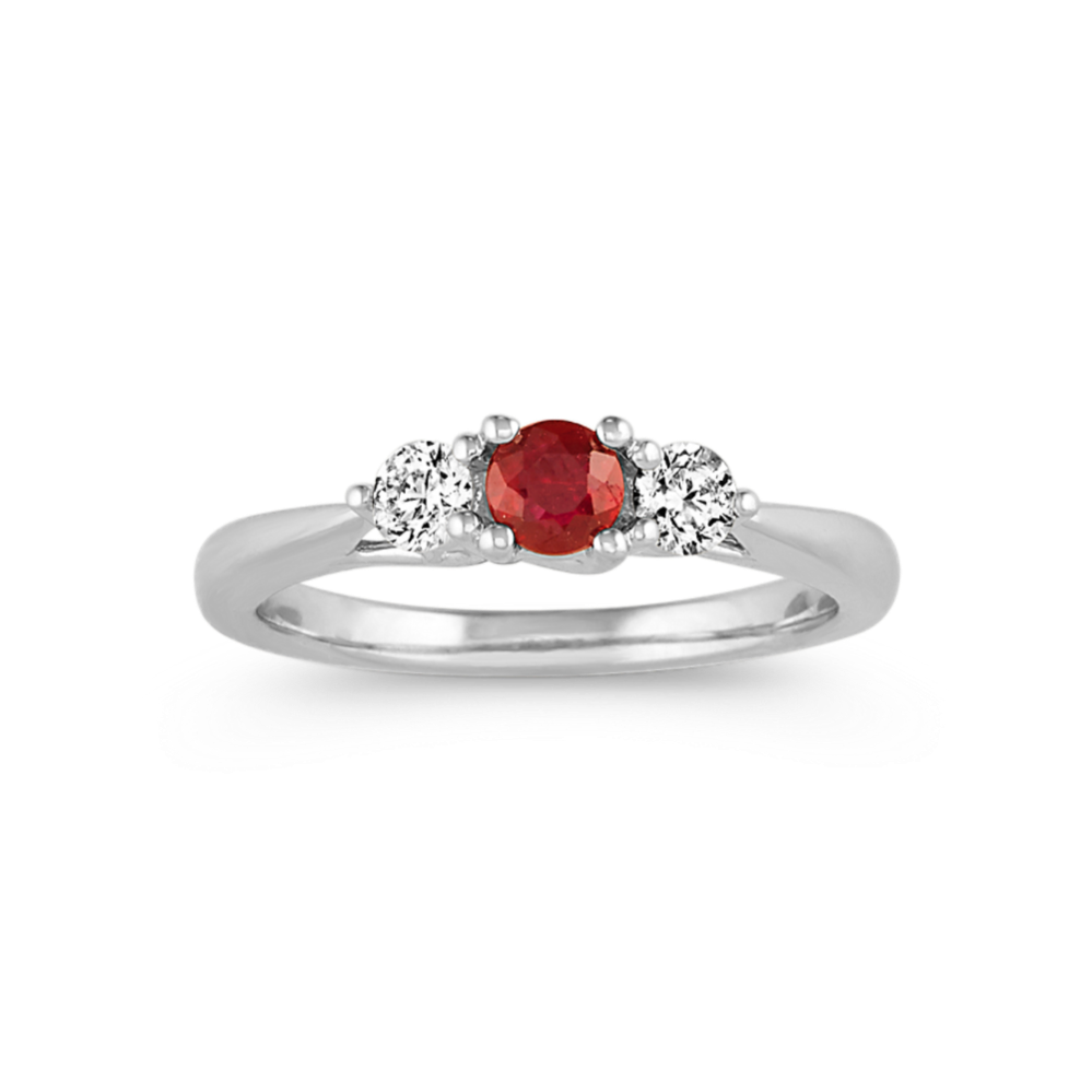 Ruby and Diamond Three-Stone Ring
