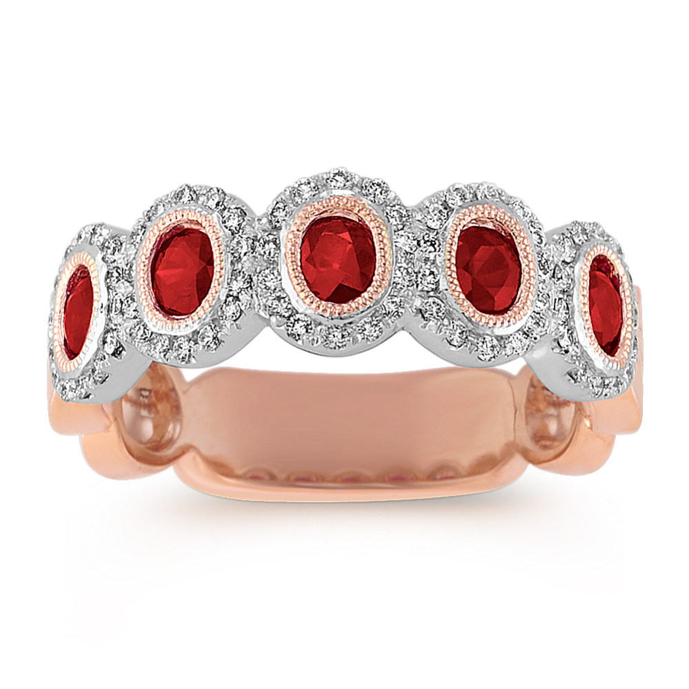 Ruby and Diamond Band in Two-Tone Gold