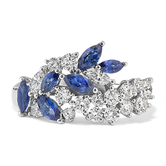 Sapphire & Diamond Floral Cluster Ring | Shane Co.