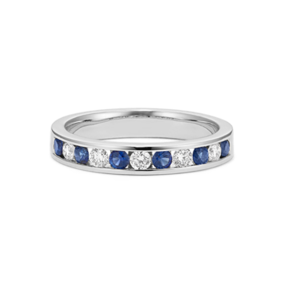 Channel-Set Diamond & Sapphire Band in Platinum