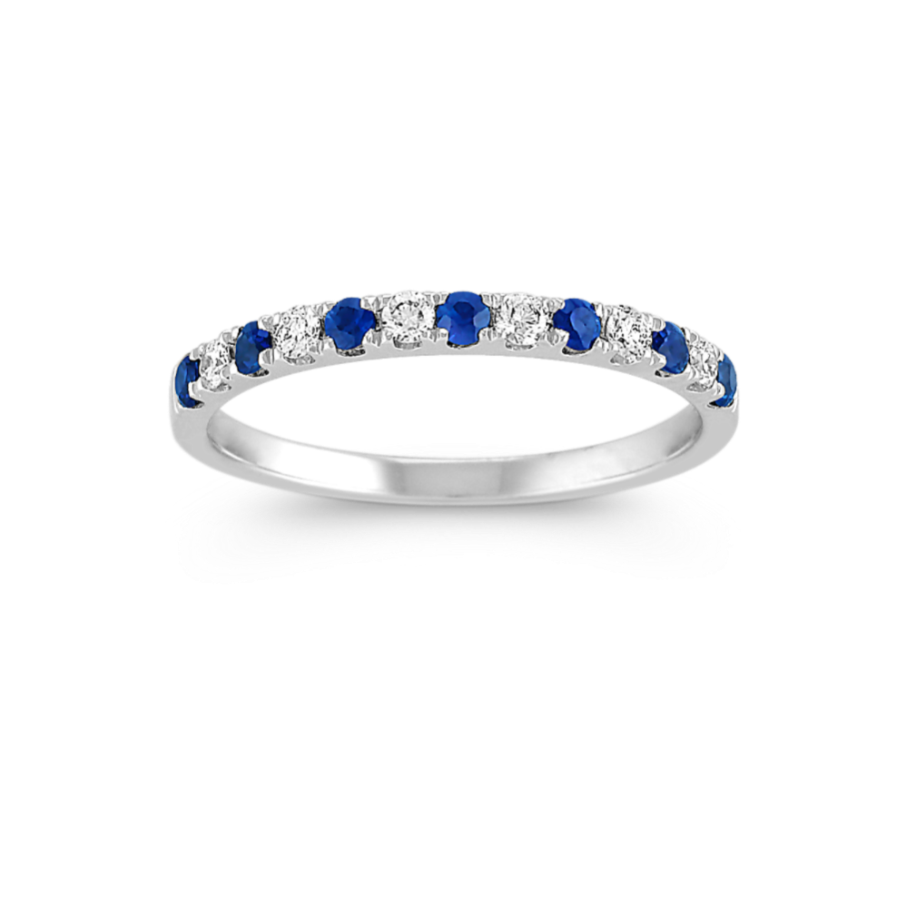 Sapphire and Diamond Platinum Wedding Band