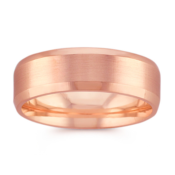 Satin Finished 14k Rose Gold Comfort Fit Ring (7mm)