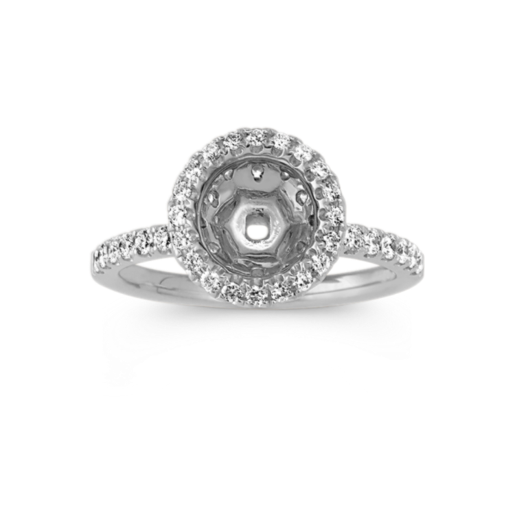 Serene Natural Diamond Halo Engagement Ring in 14k White Gold