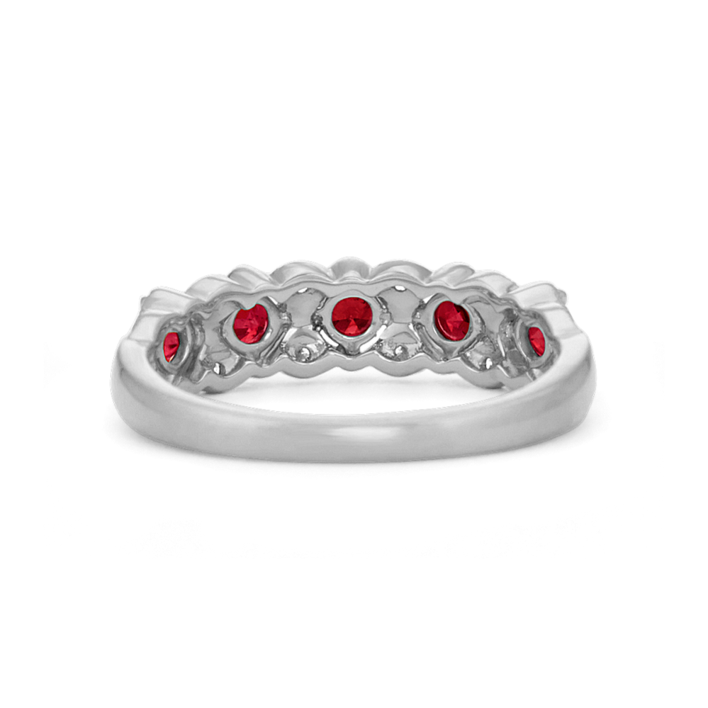 ●ONE BRILLIANT● ShayOB527Pumpkin 5009360825 Simone Vintage Ruby and Diamond Fashion Ring in 14K White