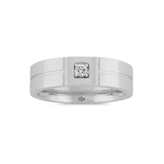 Mens Diamond Accented Wedding Band in 14K White Gold (5.5mm)