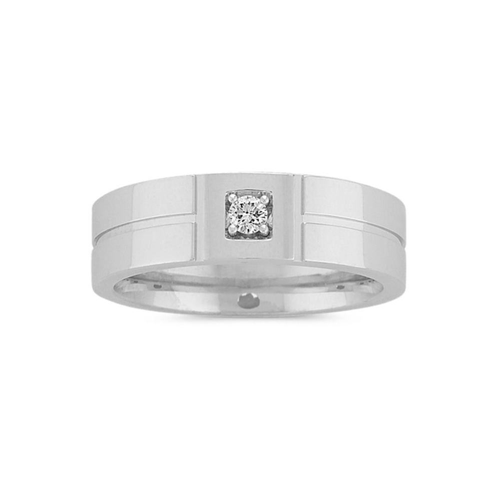 Mens Diamond Accented Wedding Band in 14K White Gold (5.5mm)