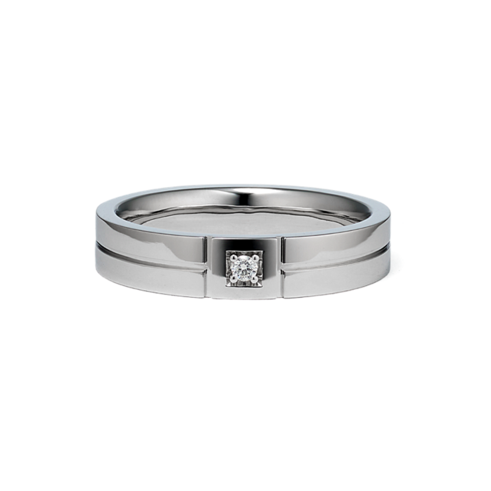 Diamond Accented Wedding Band in 14K White Gold