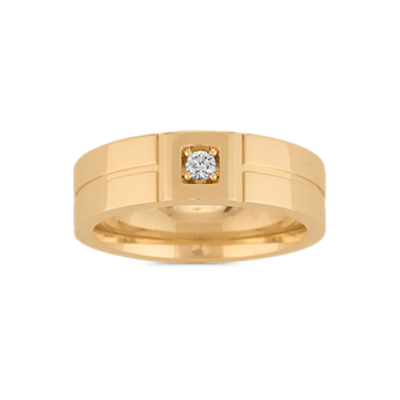 Mens Diamond Accented Wedding Band in 14k Yellow Gold (6mm)