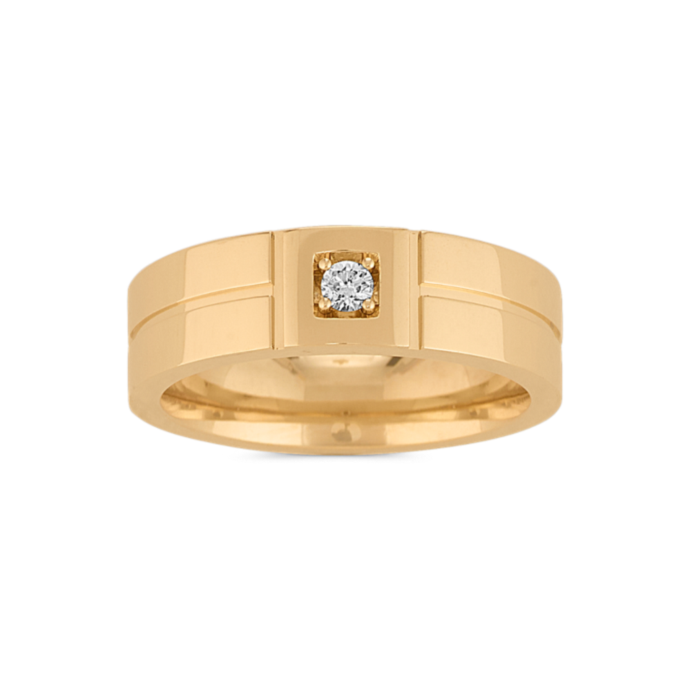 Mens Diamond Accented Wedding Band in 14k Yellow Gold (6mm)