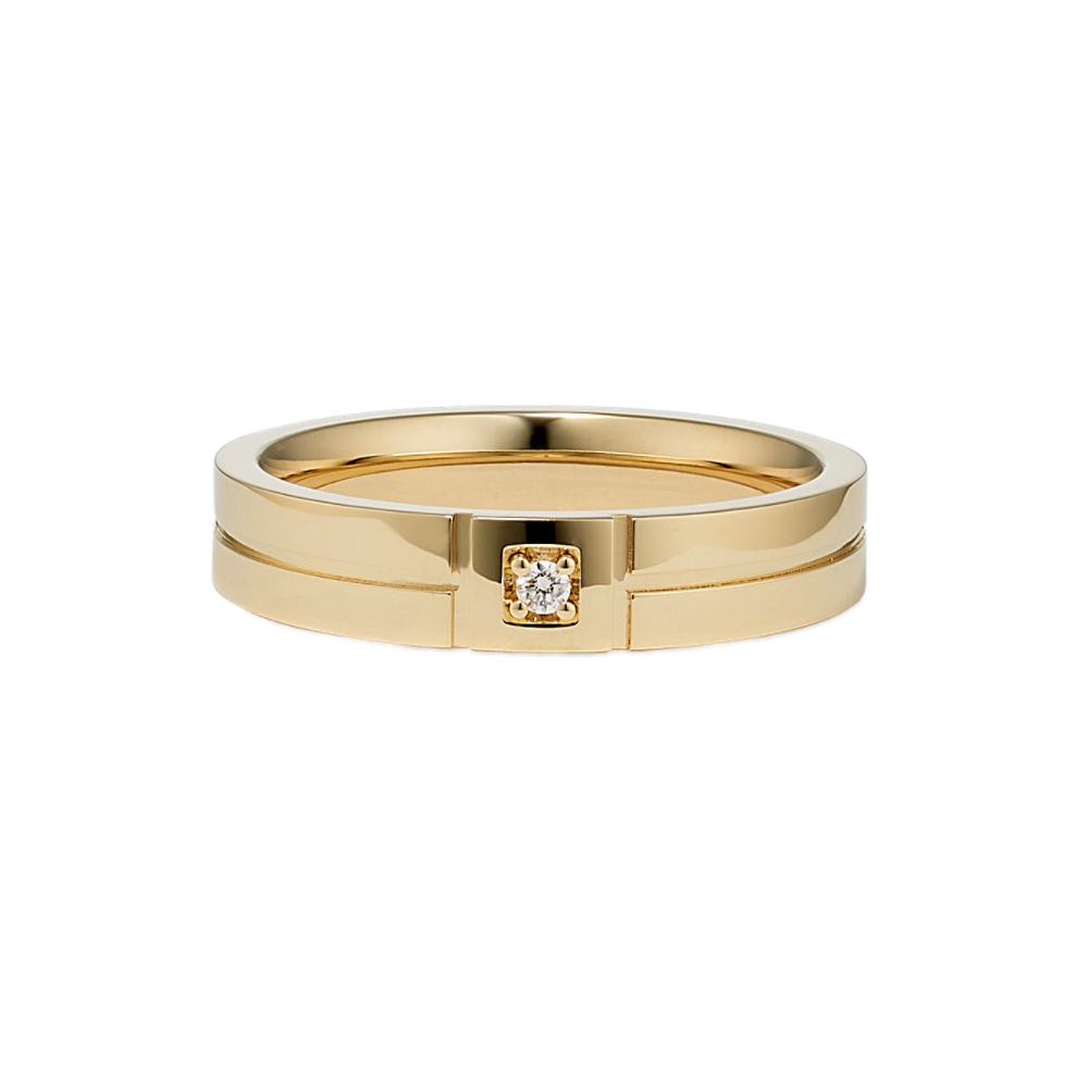 Natural Diamond Accented Wedding Band in 14k Yellow Gold