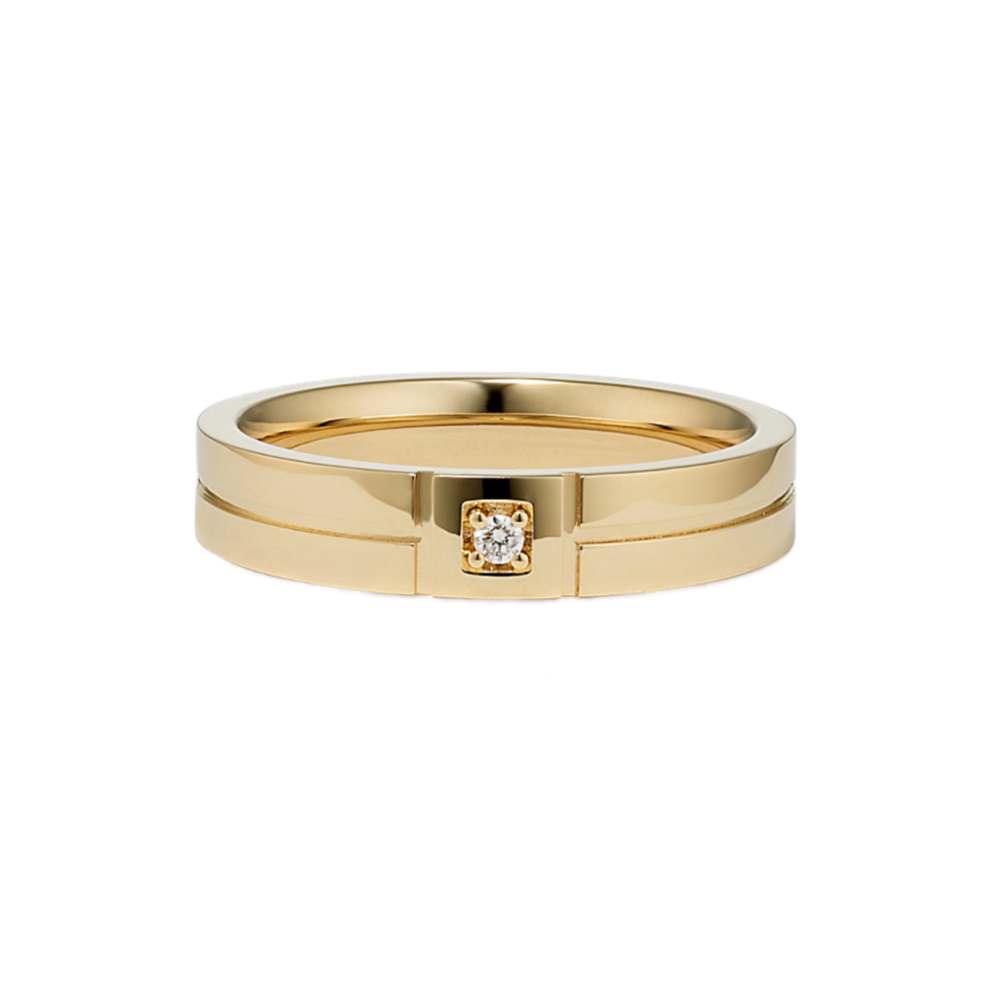 Diamond Accented Wedding Band in 14k Yellow Gold