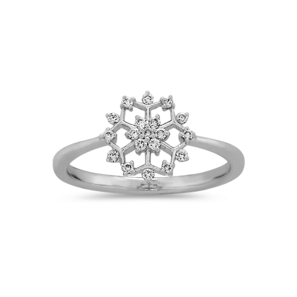 Snowflake Diamond Ring in Sterling Silver