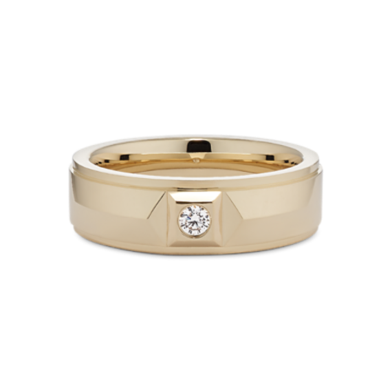Knife Edge 14K Yellow Gold & Diamond Band (6mm)