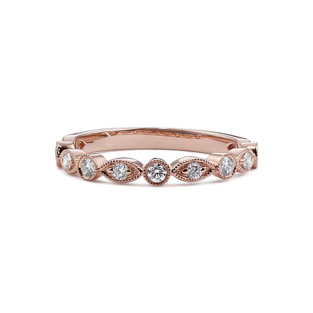 Round Natural Diamond Vintage Engagement Ring in 14k Rose Gold Shane Co.