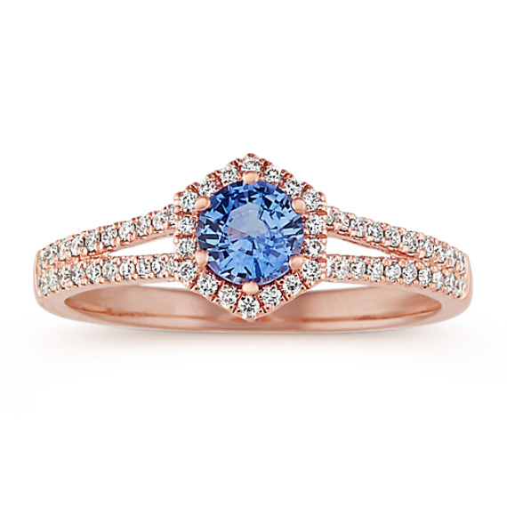 Diamond & Kentucky Blue Sapphire Halo Ring | Shane Co.