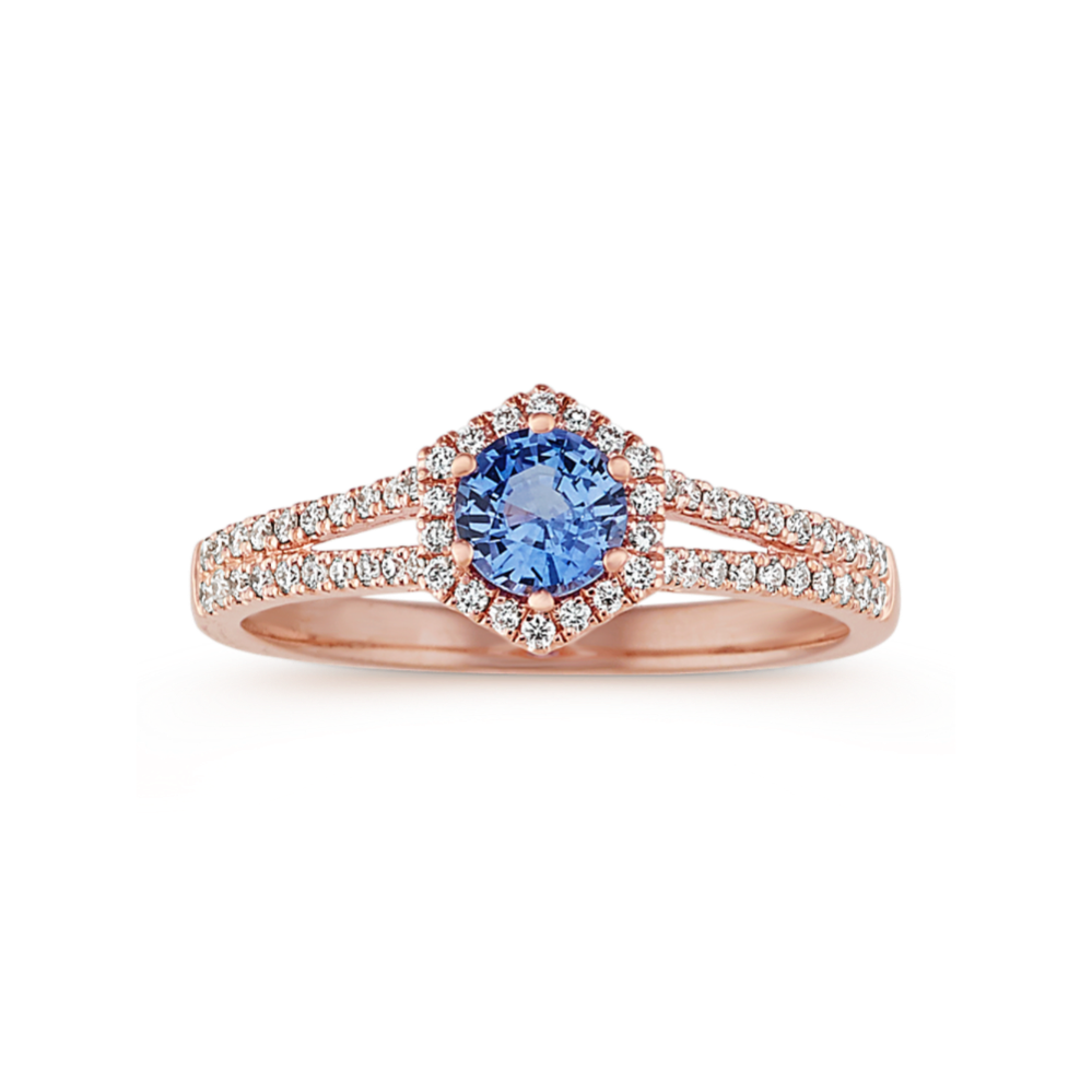 Split Shank Diamond & Kentucky Blue Sapphire Ring