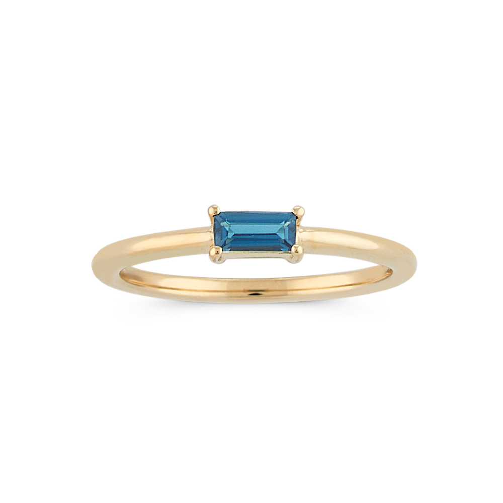 Noemi Stackable Natural London Blue Topaz Ring in 14K Yellow Gold