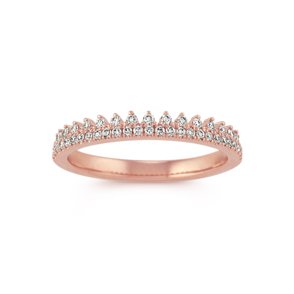 Stackable Pave-Set Round Diamond Ring in Rose Gold