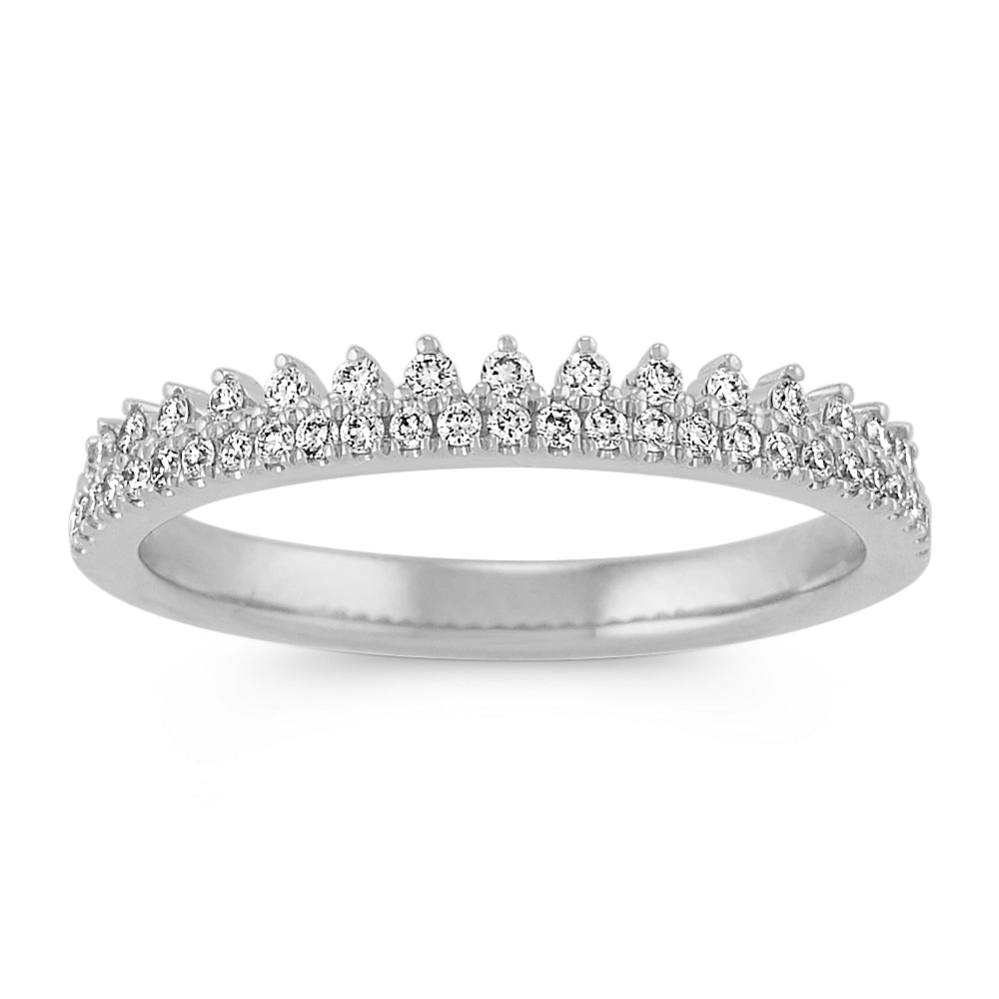Stackable Pave-Set Round Diamond Ring in White Gold