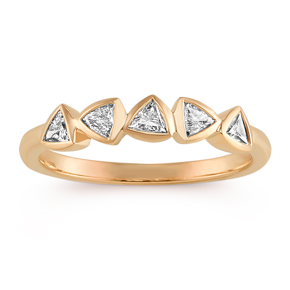 Stackable Trillion Diamond Ring in 14k Yellow Gold